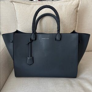 Charles & Keith Dark Gray Tote with Braided Handles